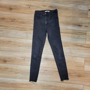 Levi's Mile High Super Skinny Grey Wash Jeans, Frayed Bottom 26